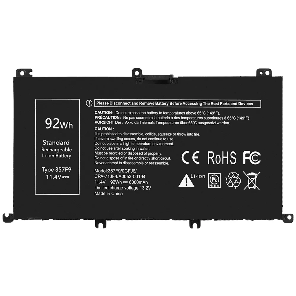 357F9 battery for Dell Inspiron 15 7000 7567 7759 11.4V 8000mAh
